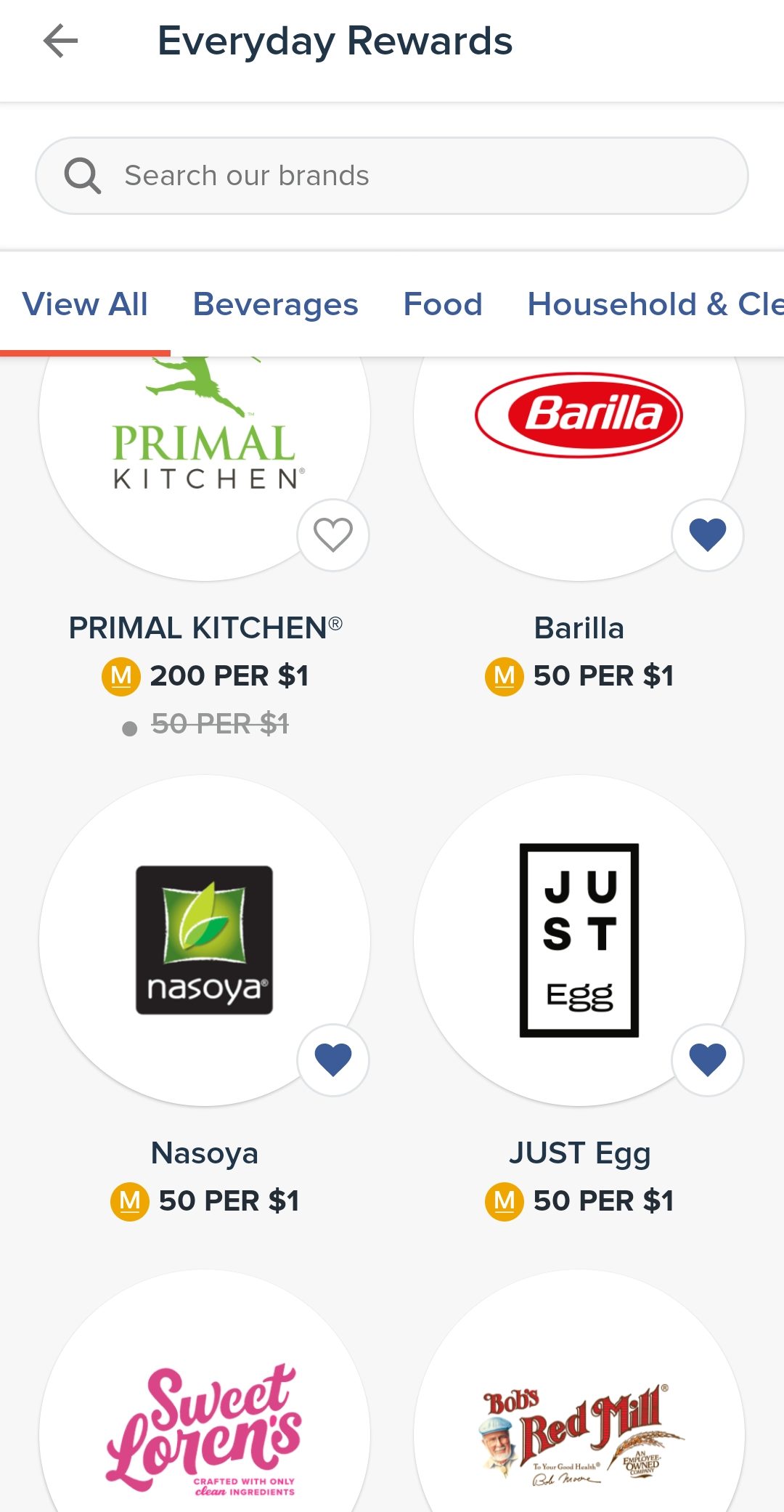 List of everyday rewards brands on Merryfield