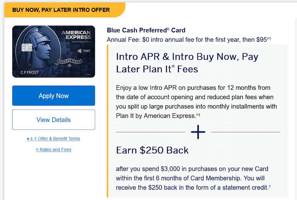 American Express Blue Cash Preferred Bonus – $250